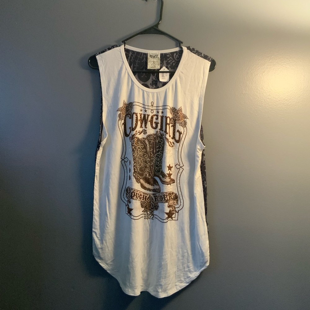 Vocal Rhinestone Cowgirl Shirt Mesh Back
